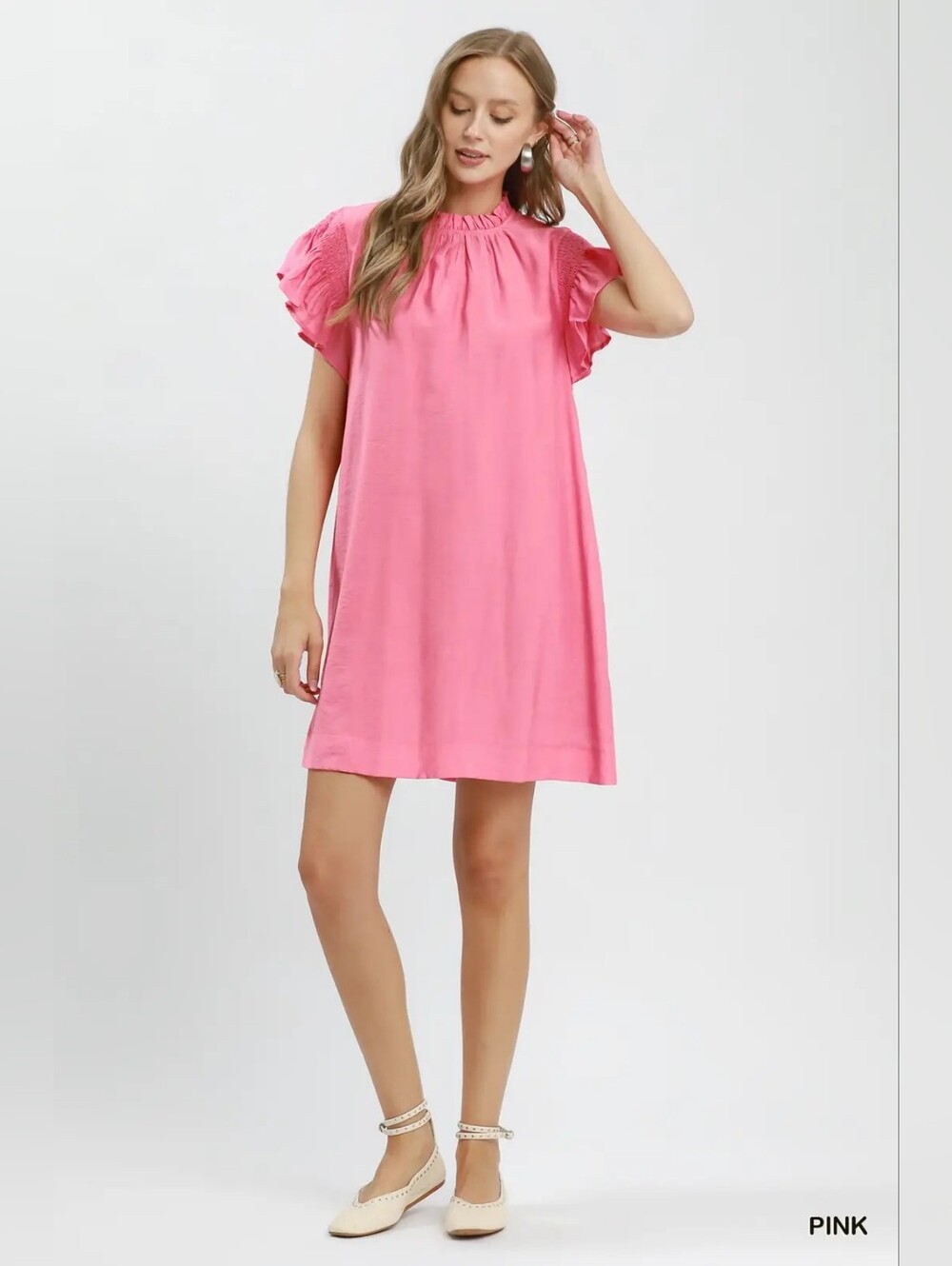 Umgee Ruffle Flutter Sleeve Dress - Picture 4 of 7